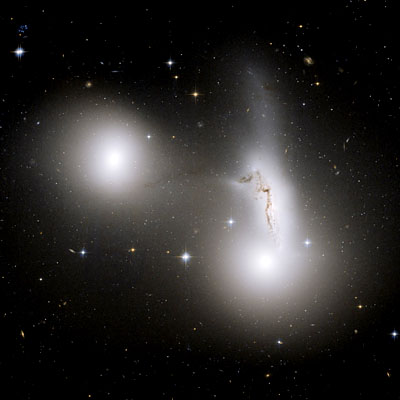 Hubble image of elliptical galaxies NGC 7173, NGC 7174, and NGC 7176